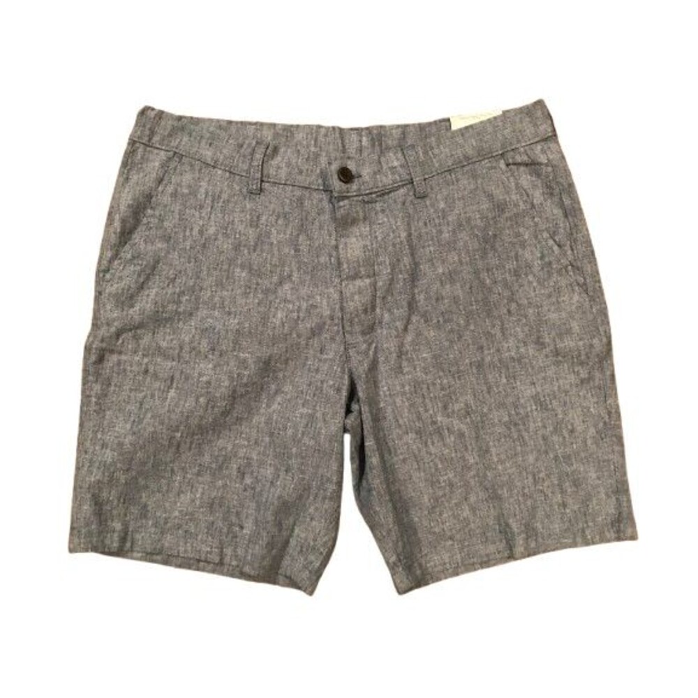 Men's 38 Shorts St John's Bay Flat Front 9in inseam Blue Cotton/Linen/Spandex